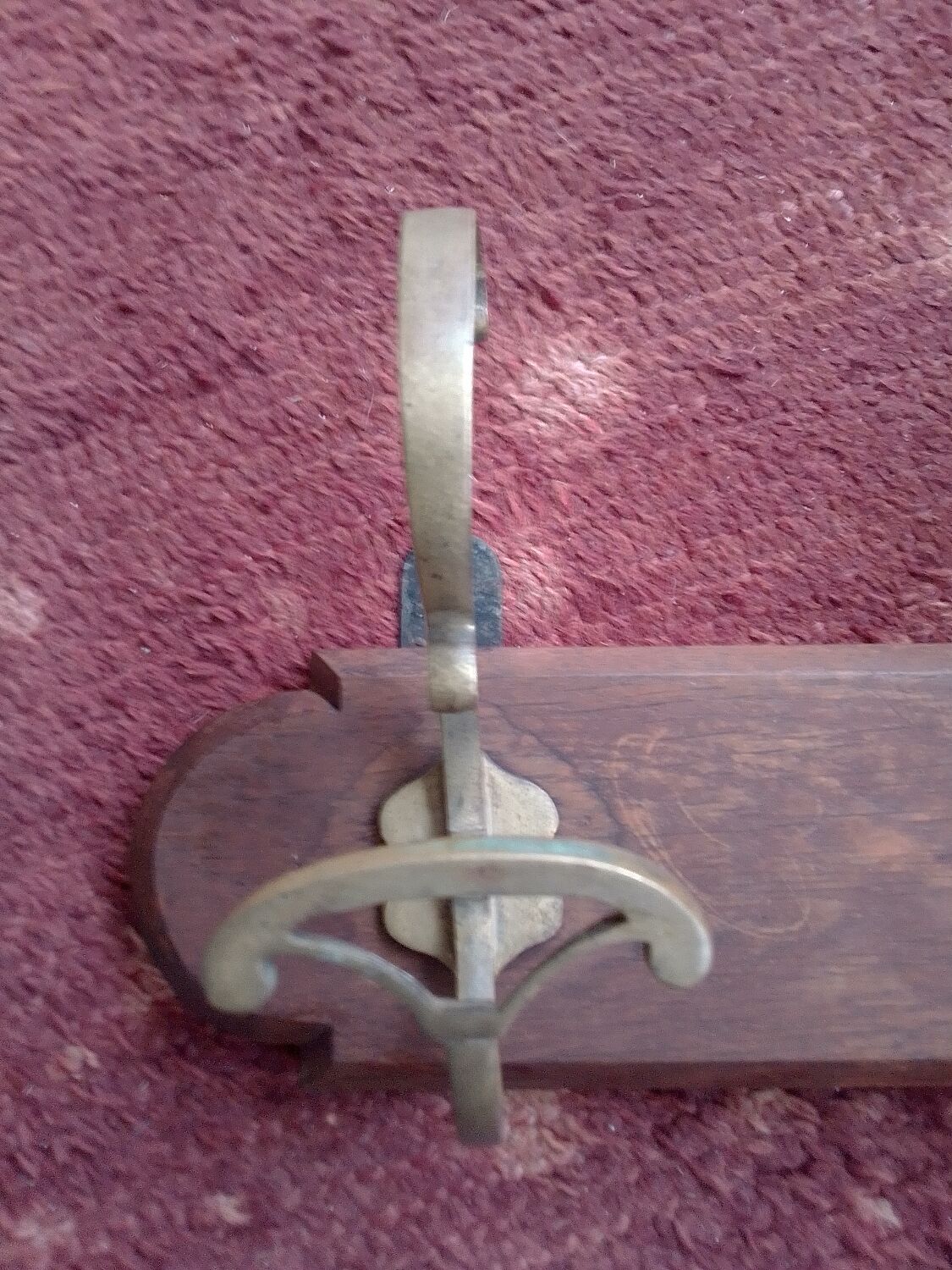 Wall coat rack wood and brass