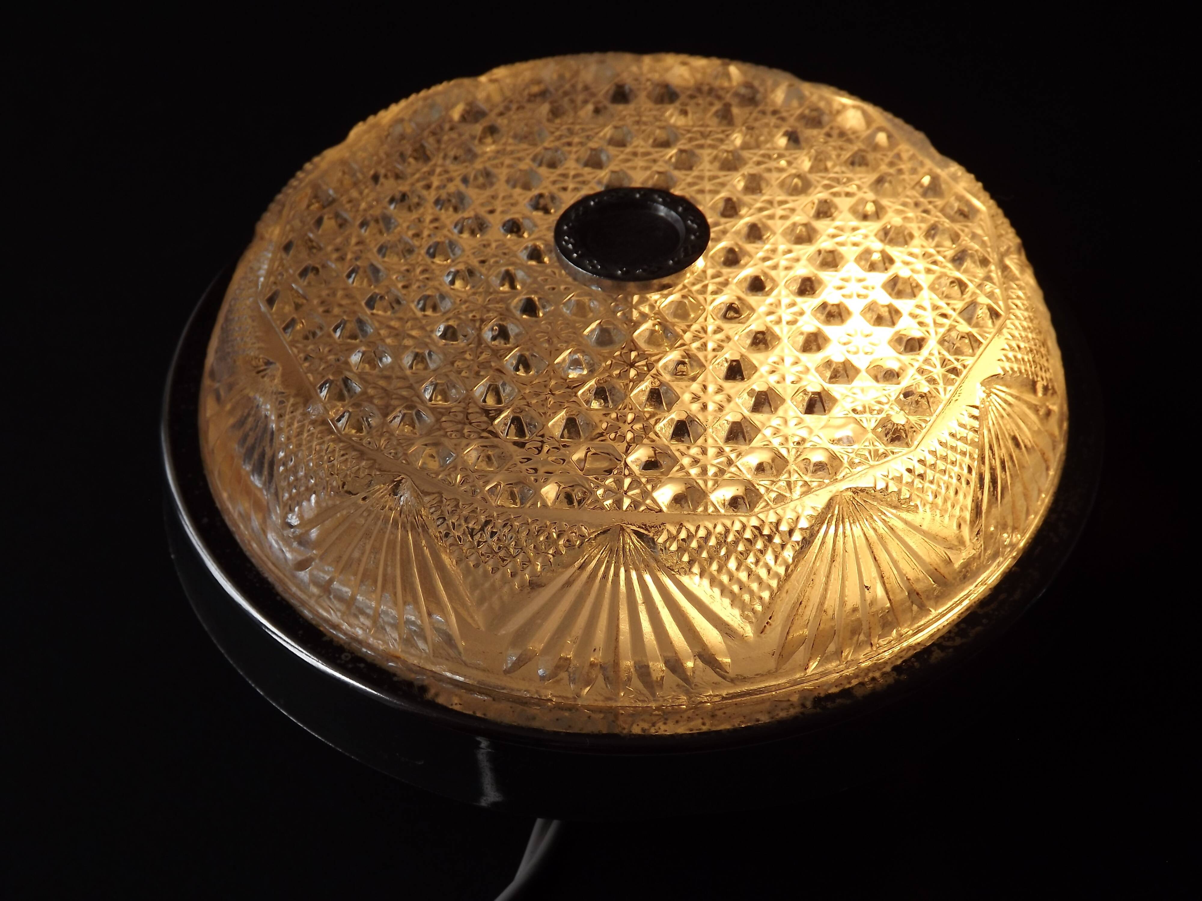 Pair of French Vintage Semi-Flush Cut Glass and Silver Metal Wall Lights