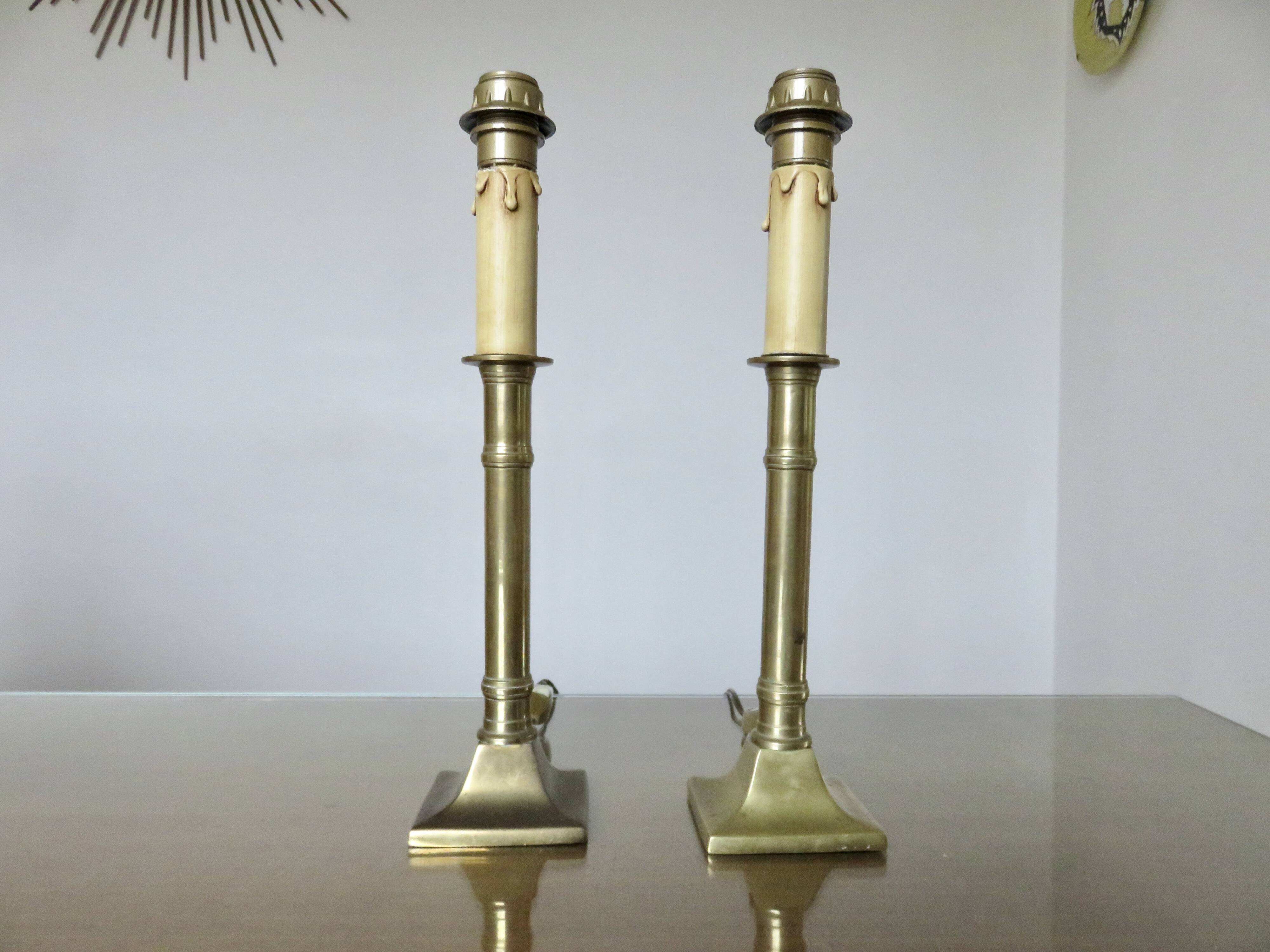 Pair of Empire bronze lamps