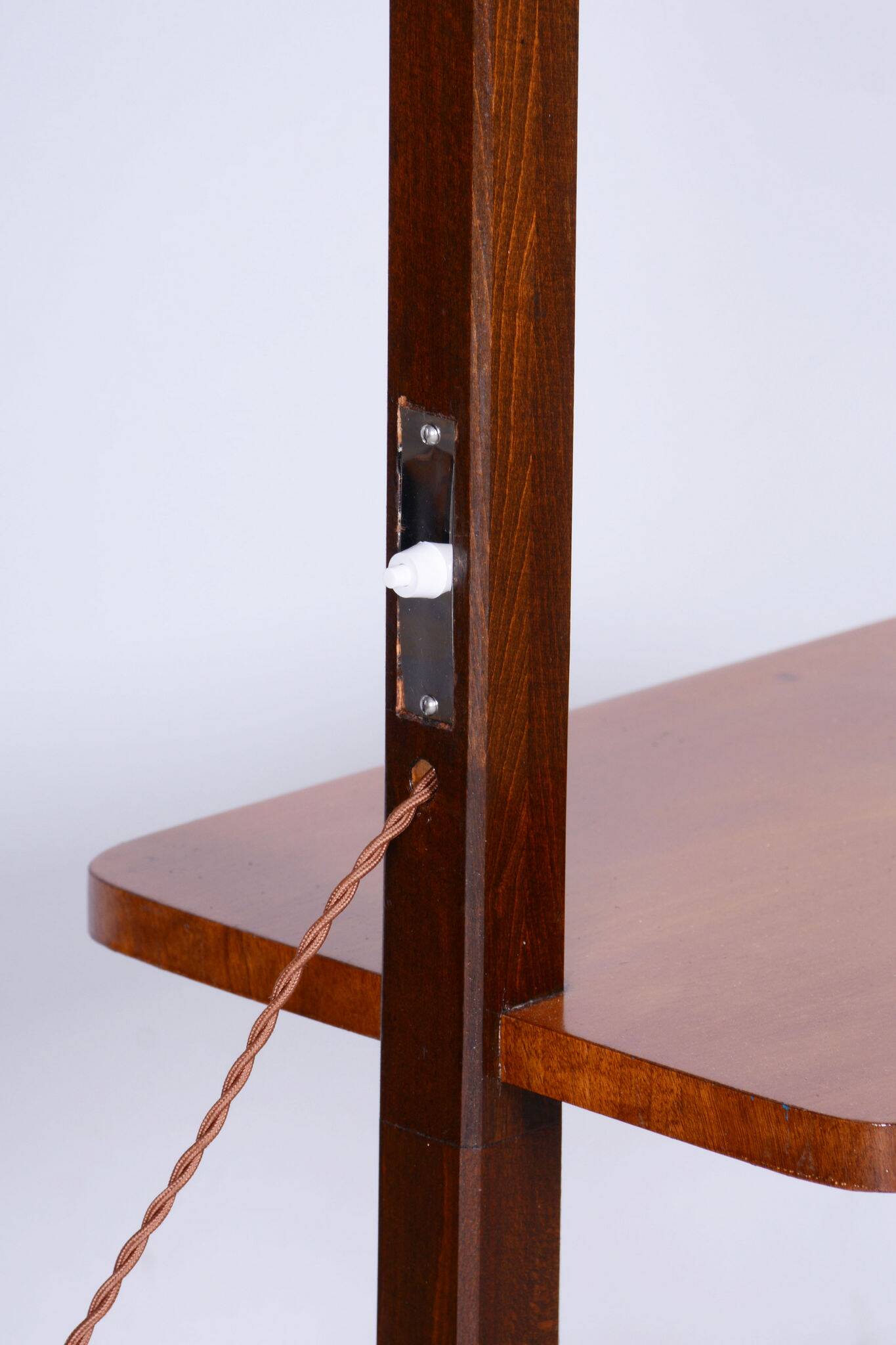 Restored ArtDeco Floor Lamp, J. Halabala, UP Zavody, Walnut, Czechia, 1930s