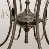 Mid-Century modernist chandelier in chrome and crystal by Gaetano Sciolari, 1970s