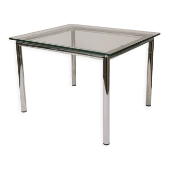 Table d'appoint en chrome et verre, 1979