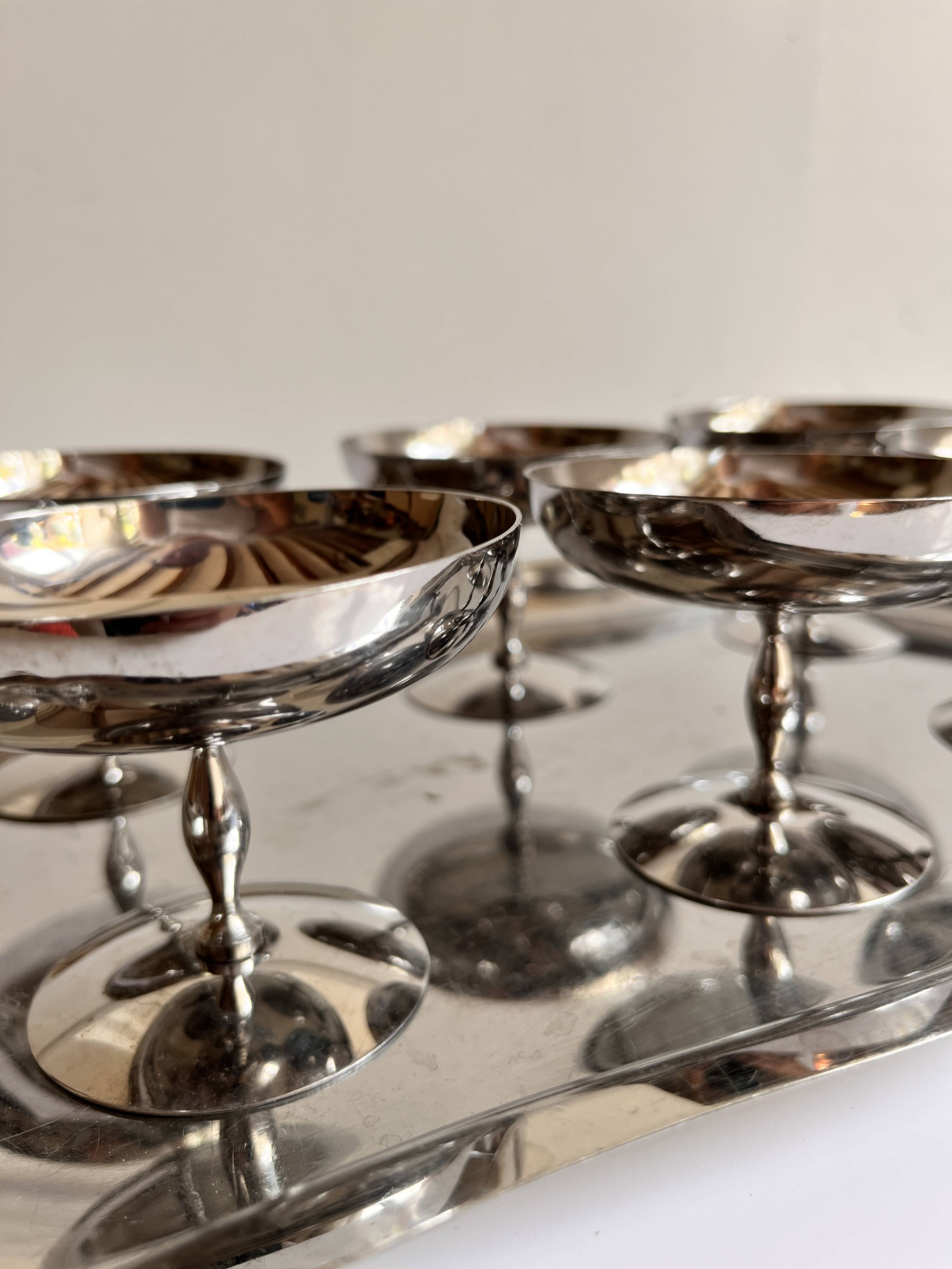 Ice cream cups and stainless steel trays