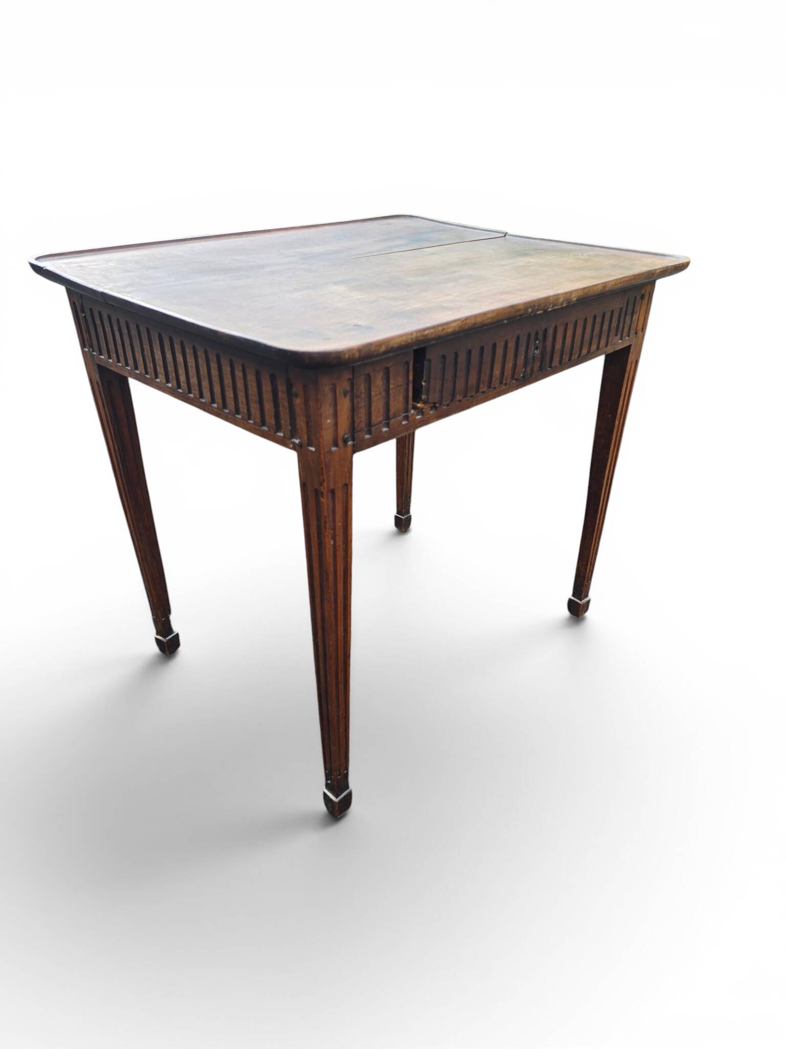 Antique game table in patinated wood in the Louis XVI style.