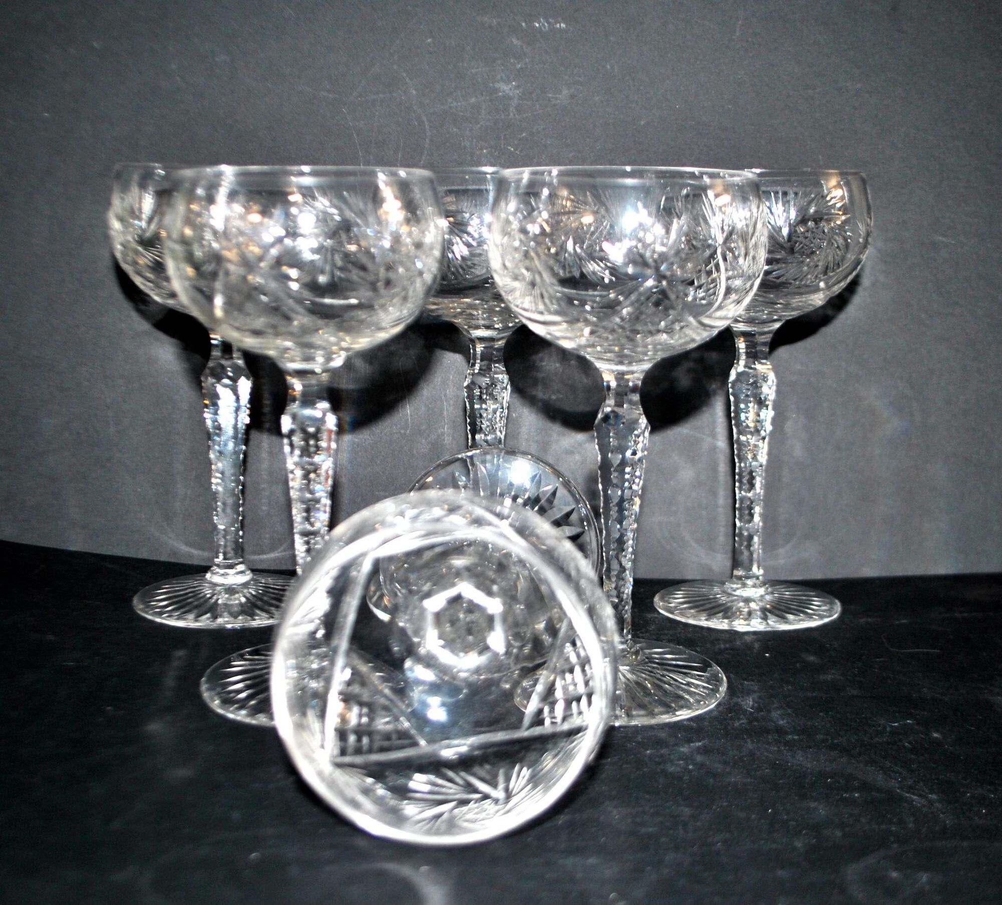 SAINT-LOUIS Balloon Wine Glass ROEMER in cut crystal star 1930 H14.5cm