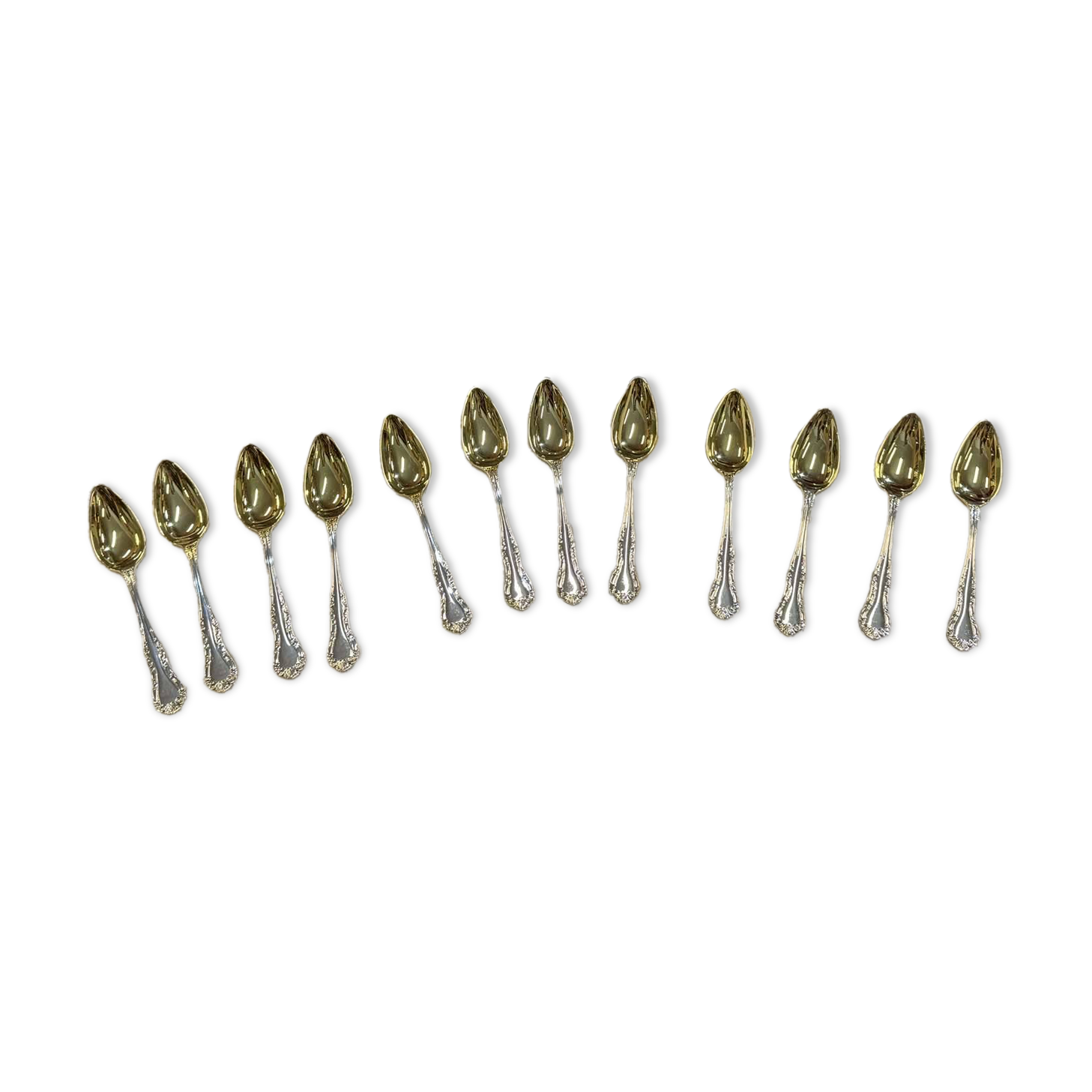 Mappin and Webb box of 12 silver-plated grapefruit spoons