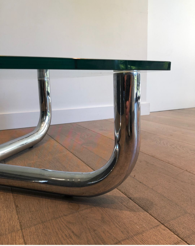 Chrome coffee table with a glass top