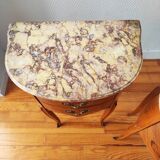 Pair of Louis XV style bedside tables in wood and marble