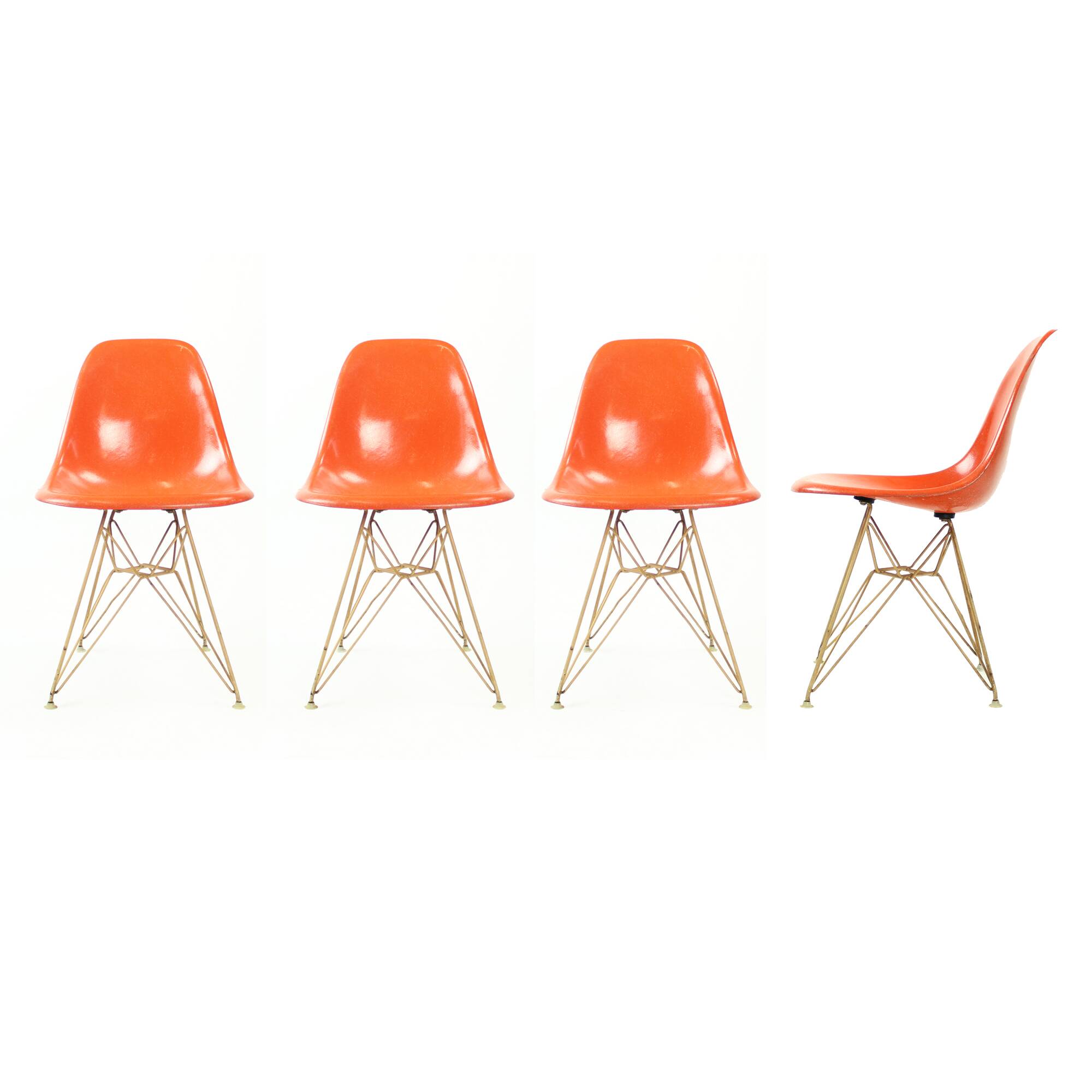 Chaise à piètement Eiffel orange par Charles et Ray Eames pour Herman Miller, années 1960