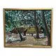 Original Swedish oil on canvas “Secret Huts” by Ake Berg, signed, vintage & framed 41x33cm