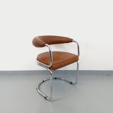 Vintage Italian armchair Giotto Stoppino for Kartell in chrome and skai from the 70s