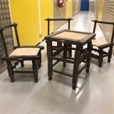 Set of table and 3 small African chairs