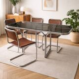 Mid-century glass and chrome table