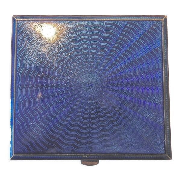 Étui a cigarettes art déco, argent et vermeil et émail bleu