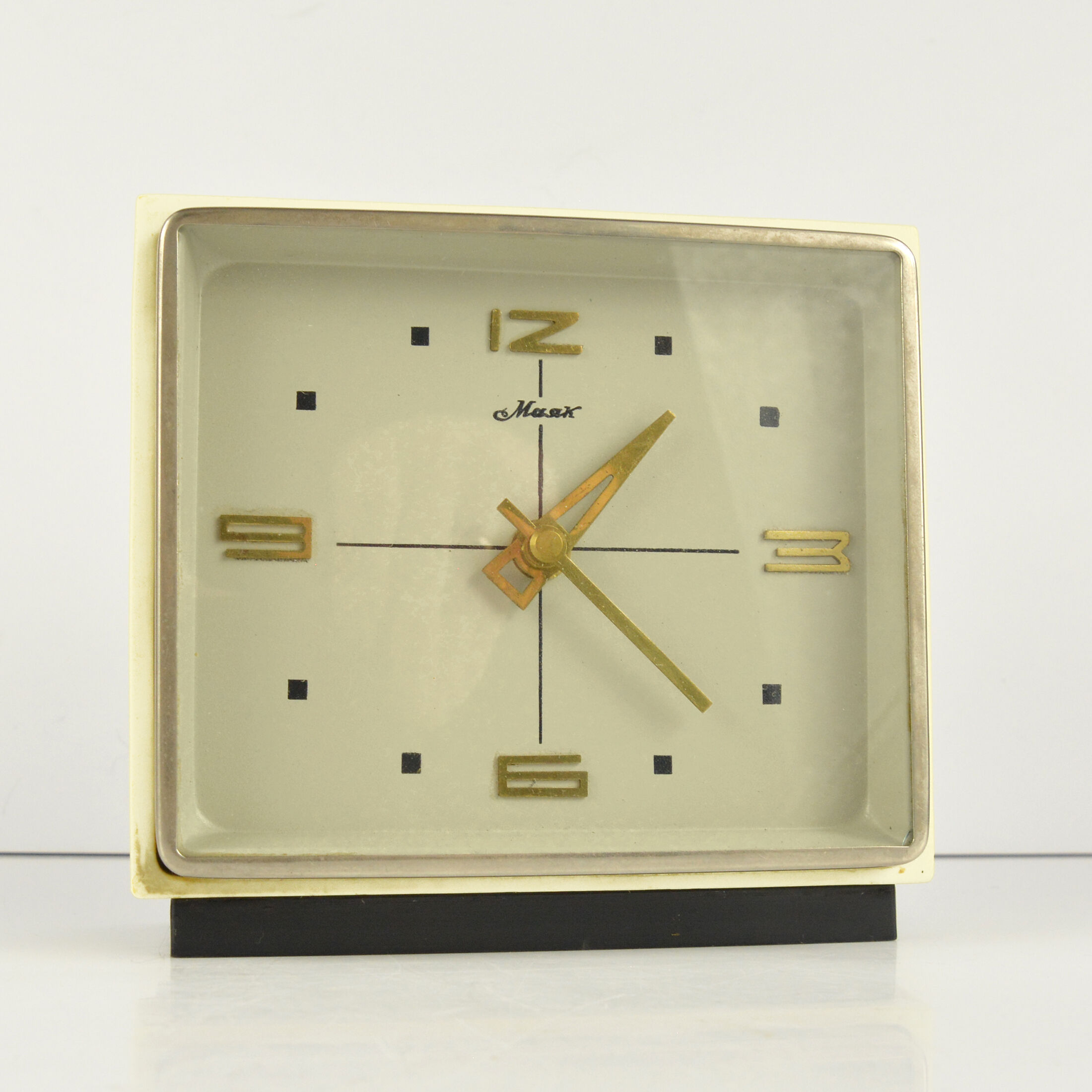 1960s modernist fireplace clock, Majak, USSR