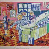 Lithograph, "Montparnasse", artist's proof, numbered signed, 76 x 55 cm