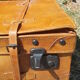 Old quality brown leather suitcase from the 60s