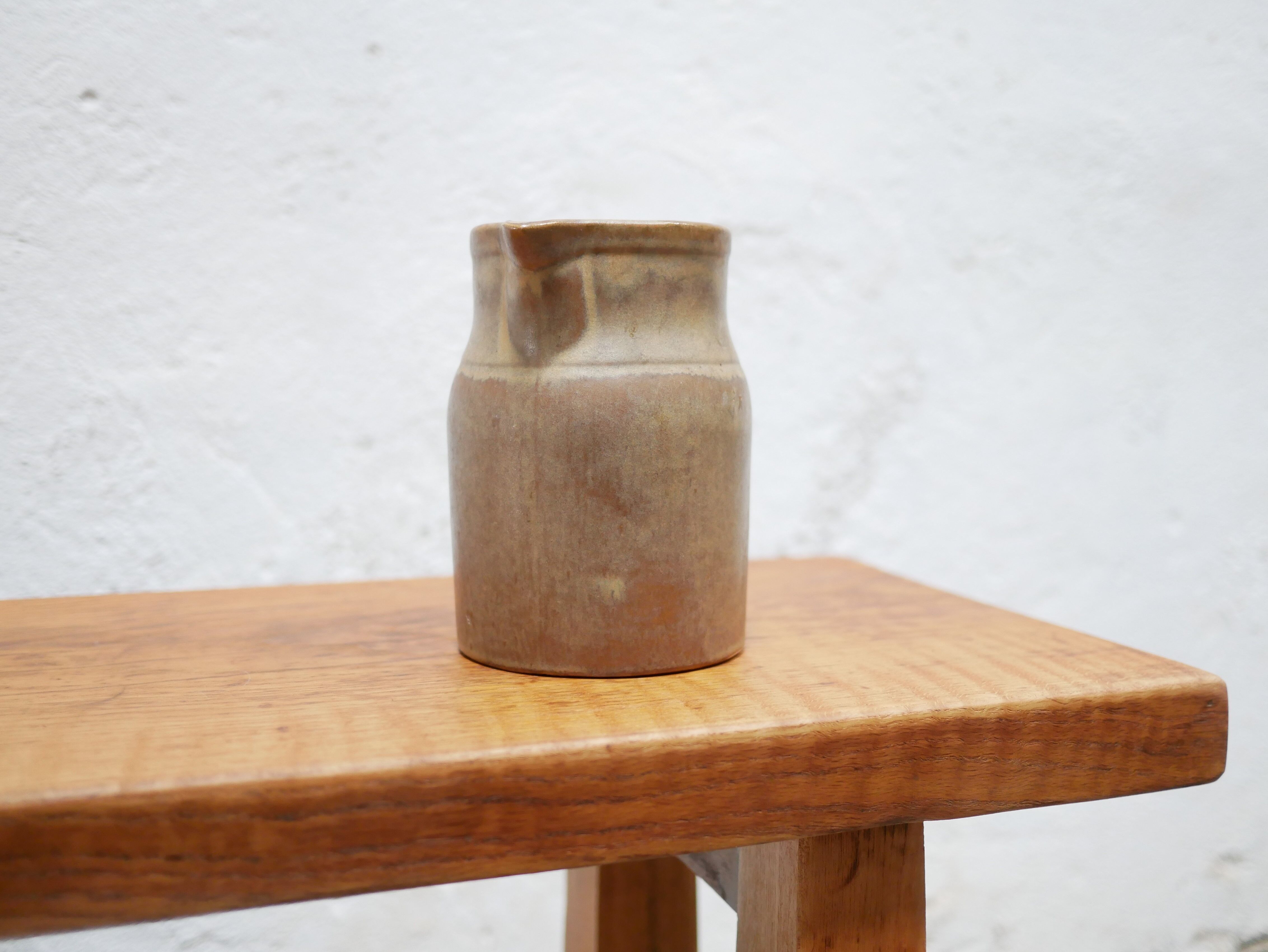 Vintage stoneware pitcher by the Digoin factory, France