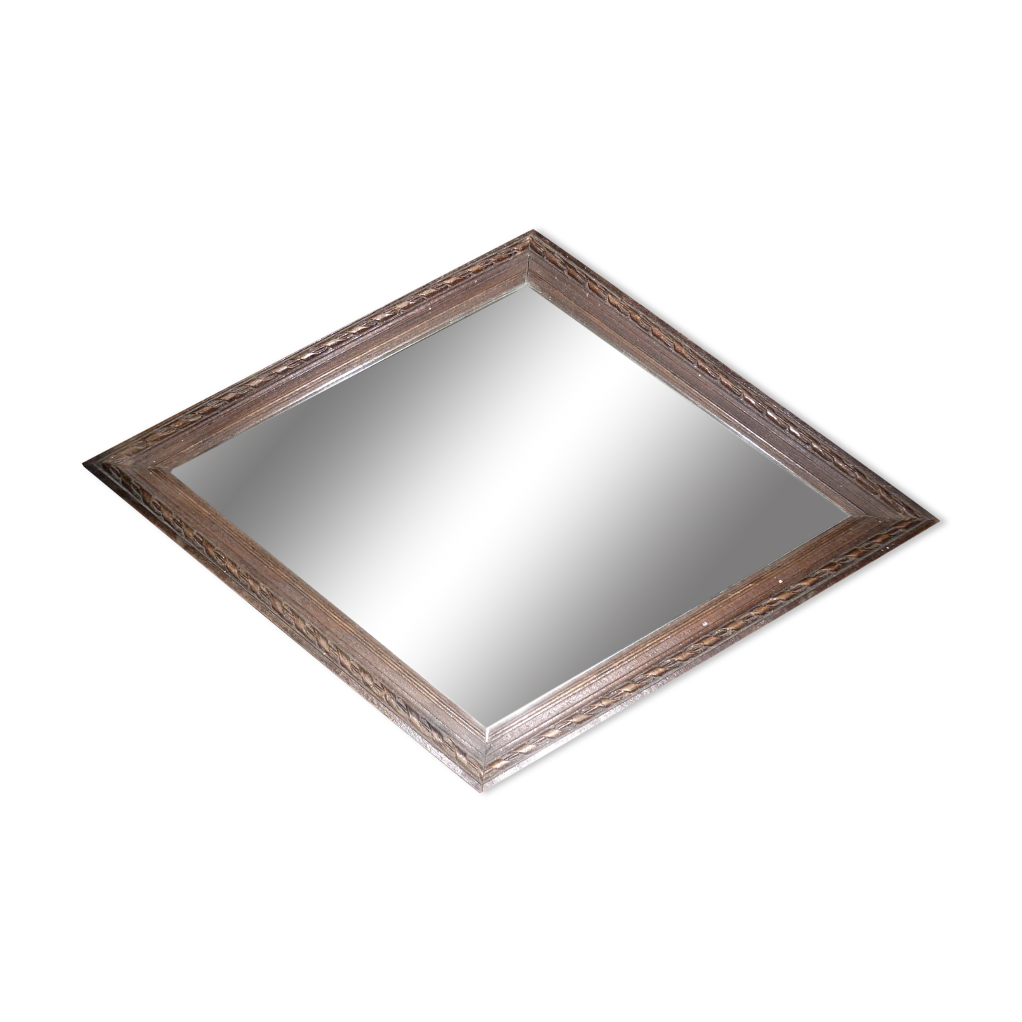 Wooden wall diamond mirror, 30s-40s 50x34cm