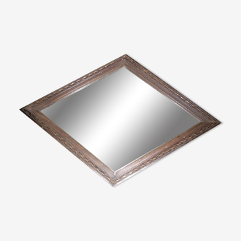 Wooden wall diamond mirror, 30s-40s 50x34cm