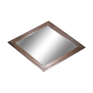 Wooden wall diamond mirror, 30s-40s 50x34cm