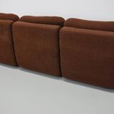 Vintage Brown German 3-seat Modular Design Sofa Boucle, 1970s