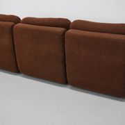 Vintage German brown boucle modular 3-seater sofa, 1970s.