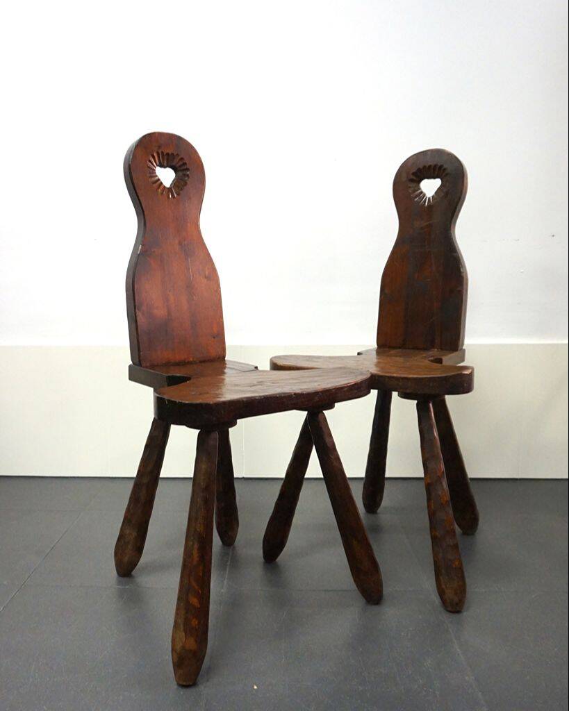 Pair of French brutalist chairs