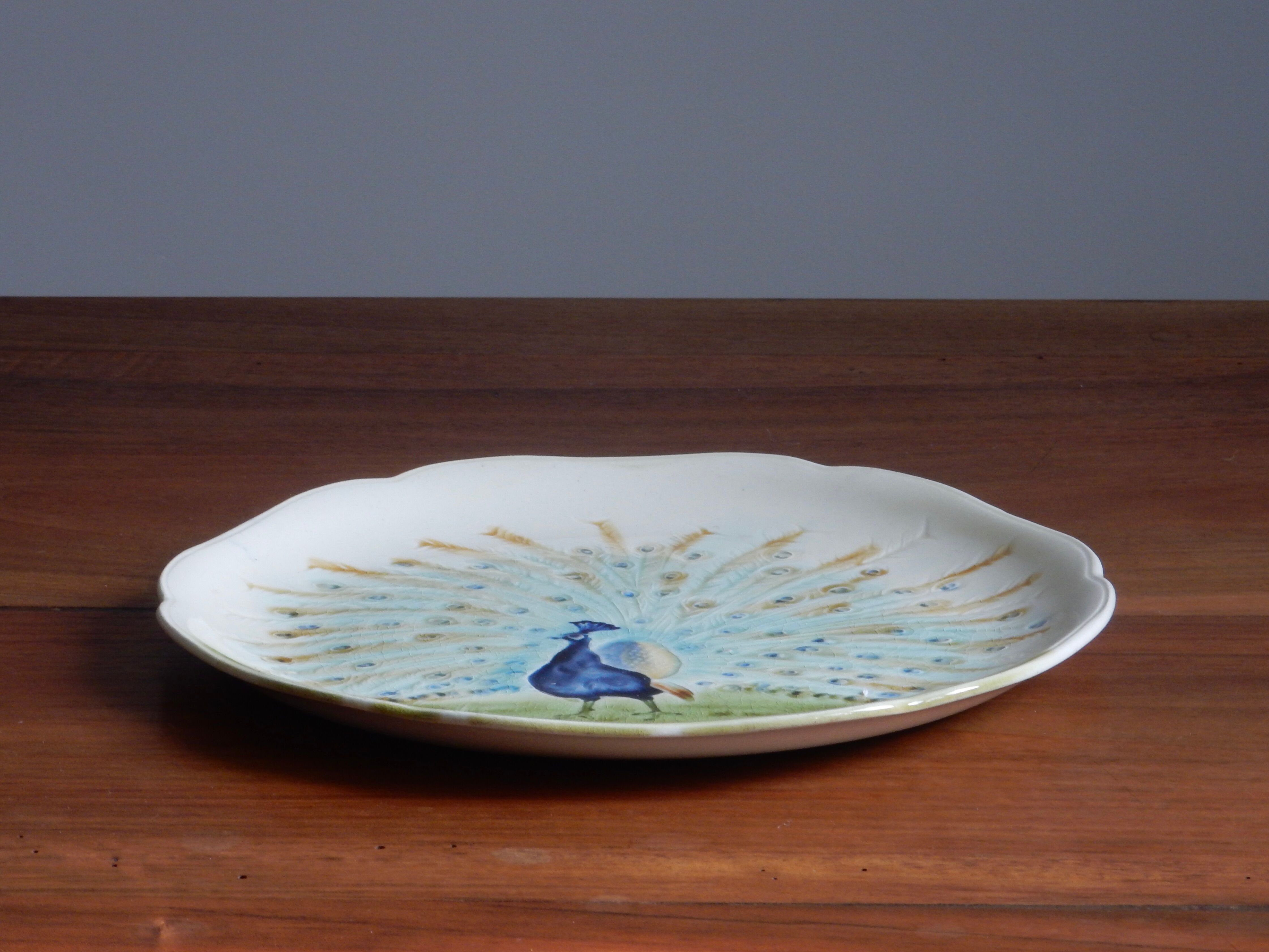 Decorative Majolic Plate HB Choisy the King Peacock Decoration