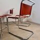 Lot 6 tubular chairs S33 design Mart Stam vintage cognac leather from the 70s