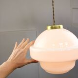 Mid-Century Italian Opaline and Brass Pendant Lamp