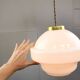 Mid-Century Italian Opaline and Brass Pendant Lamp