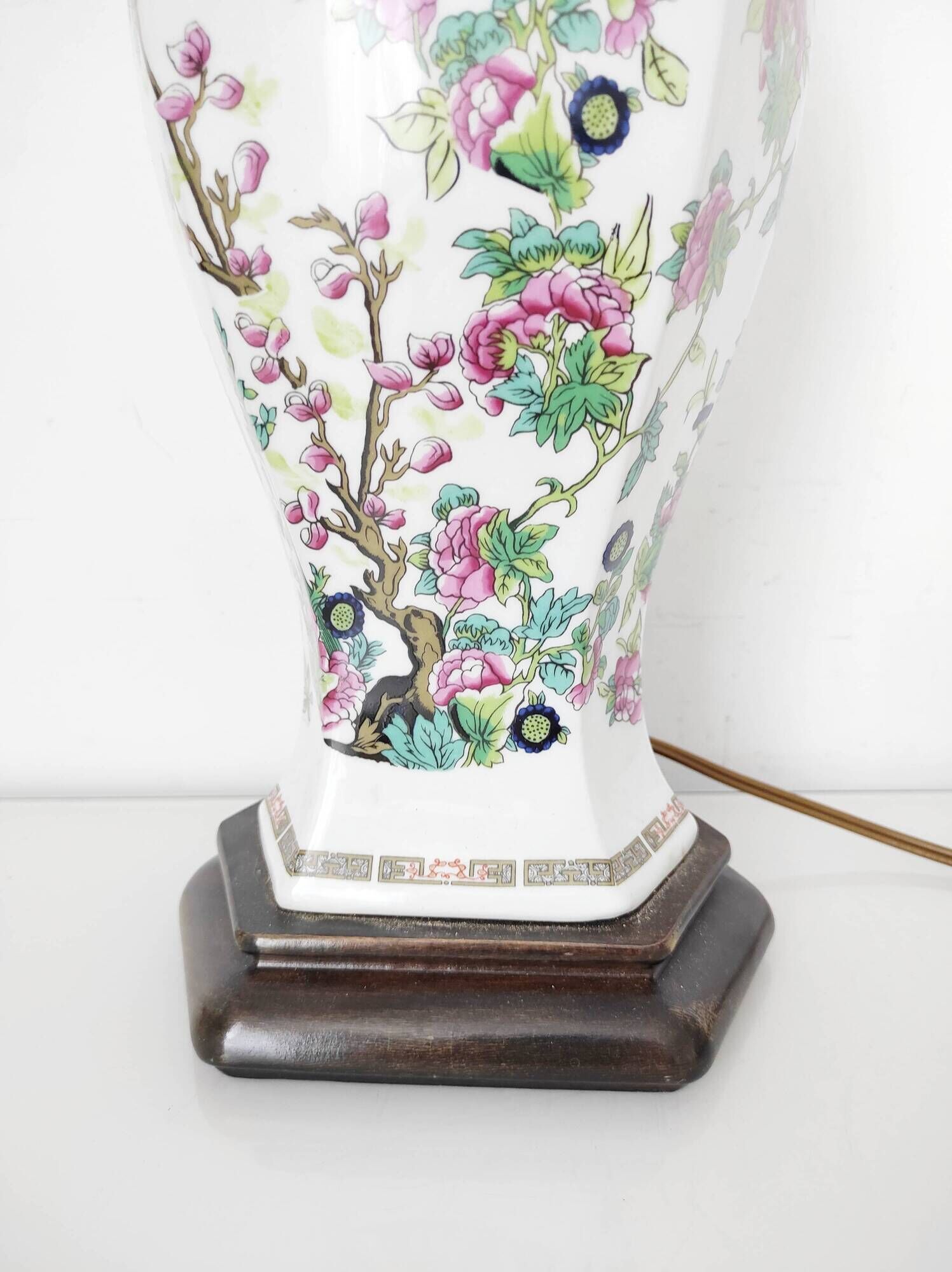 Asian floral porcelain lamp base