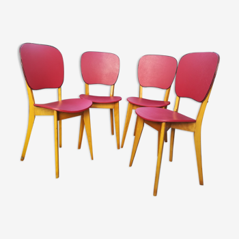 Série de 4 chaises en skaï style scandinave années 50/60