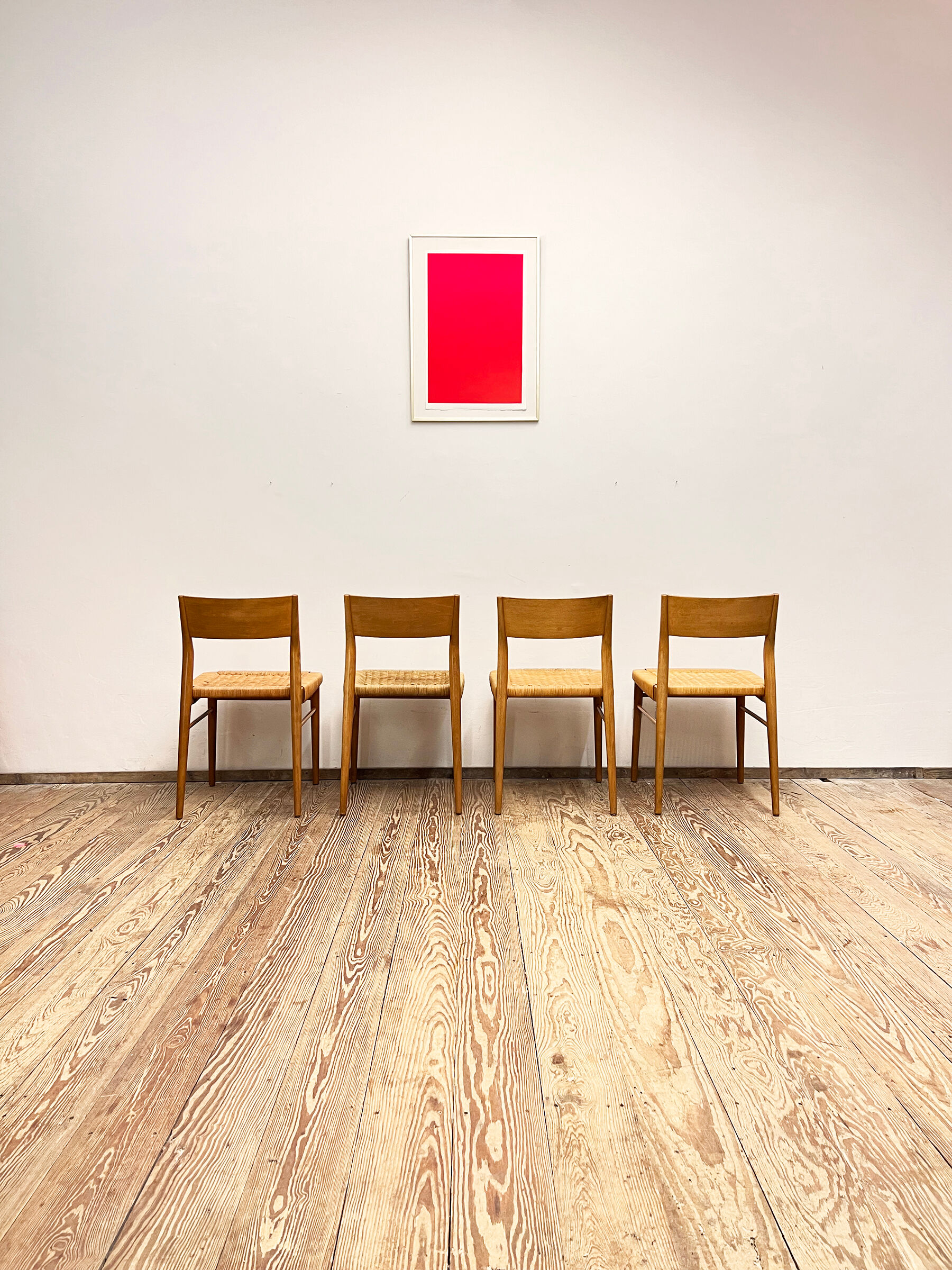 Mid century cherry wood dining chairs by Georg Leowald for Wilkhahn, Set of 4, Germany,1950s