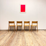 Mid century cherry wood dining chairs by Georg Leowald for Wilkhahn, Set of 4, Germany,1950s