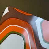 Dessous de plat orange marron et blanc formica vintage
