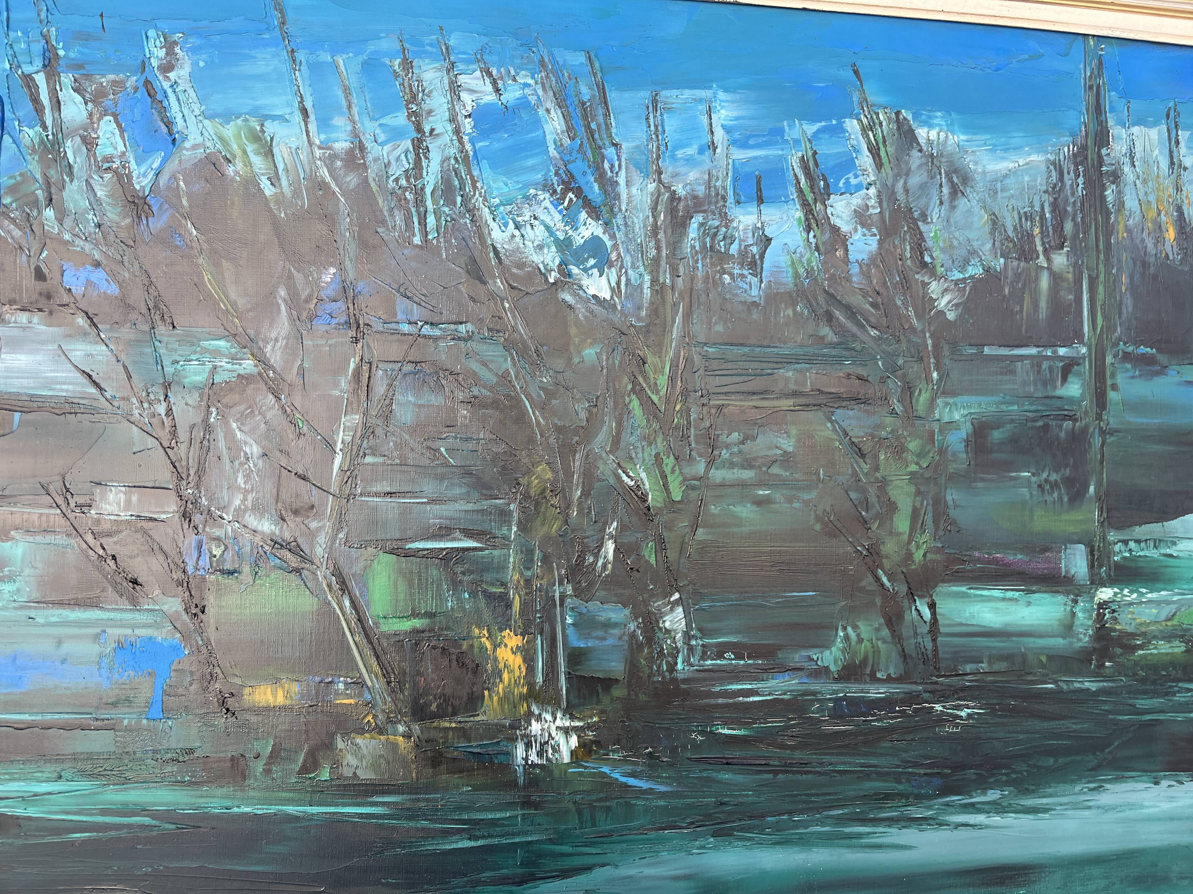 Painting by Marc-Jean Couvert - Blue abstract composition