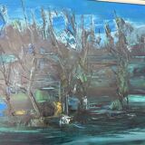 Painting by Marc-Jean Couvert - Blue abstract composition