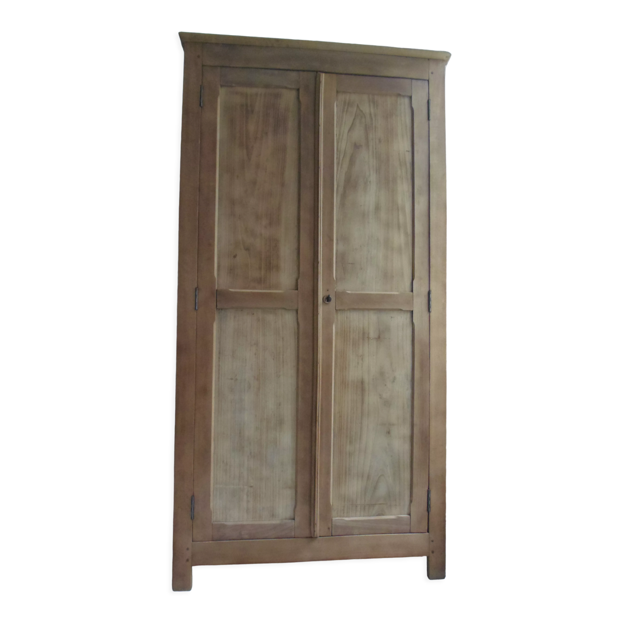 Vintage Parisian wardrobe 2 doors raw wood
