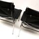 2x Vintage black leather armchair by Strässle HE1106 designed by Hans Eichenberger