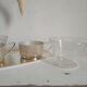 Ensemble tasses anciennes verre et métal Schott & Gen Mainz