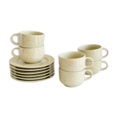 Tasses à café en grès moucheté vintage