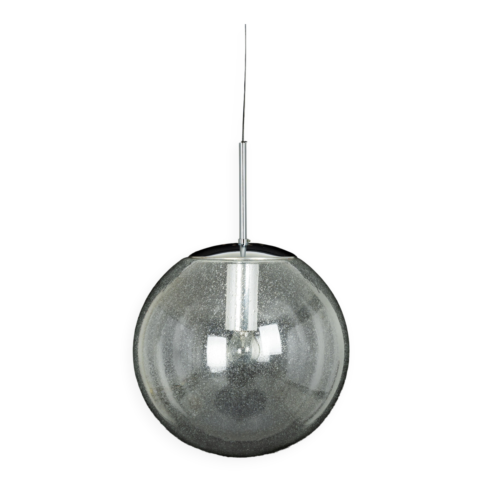 Limburg chrome pendant with clear glass ball, Germany, 1970s