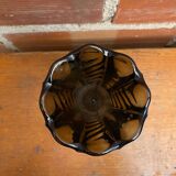 Antique Art Deco Smoked Grey Molded Glass Vase Vintage Decoration