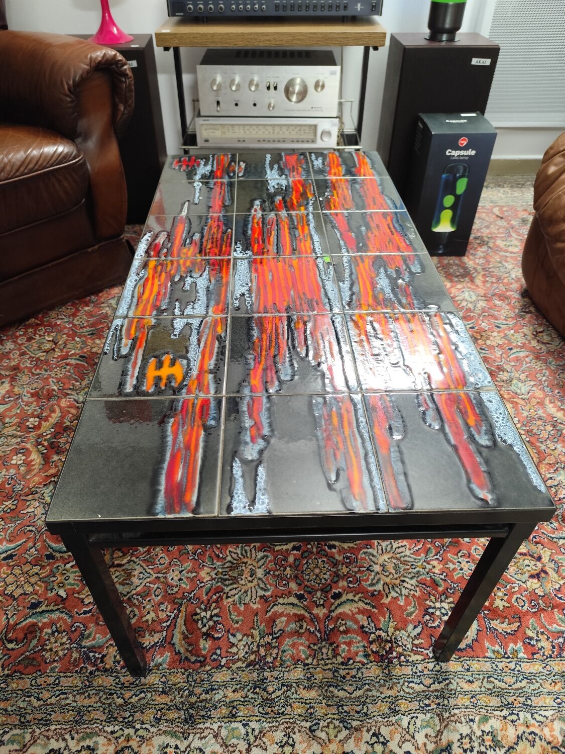 Vintage 1970s coffee table in Valauris style