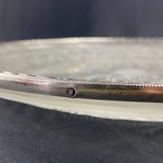 Circular Art Deco glass dish signed Lorrain, solid silver neck brace