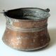Large copper planter with wrought iron handle, Boho, vintage from the 1950s