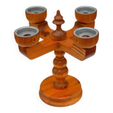 Rustic wooden candleholder by Jan Johnsson for Smålandsslöjd, Sweden, 1975