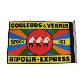 Ripolin-express paint old double-sided advertising enamelled plate